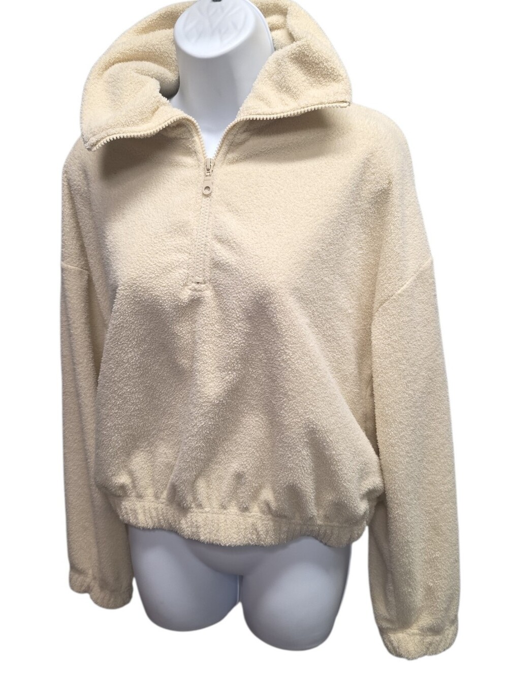 Urban Outfitters Cozy Creme Zippered Collared Sweater Top SP